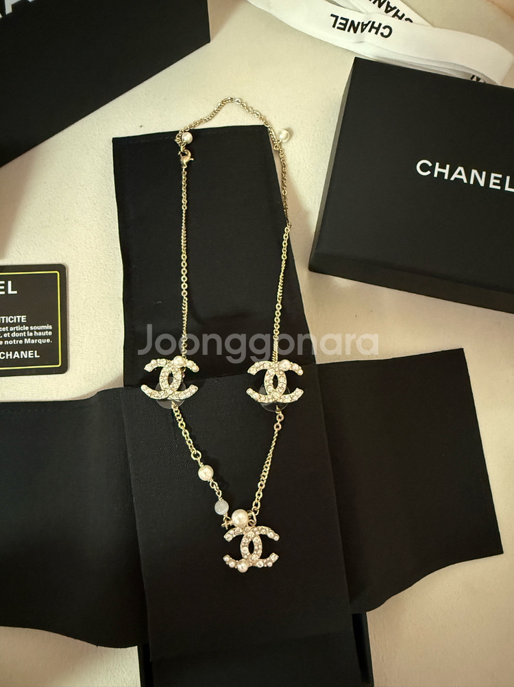 샤넬 목걸이+귀걸이세트 풀박스--2