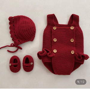 태교에 좋은 아기옷 뜨개질 DIY 키트 새상품(보넷 롬퍼 신발 구성)