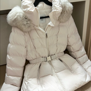더블제이 폭스 벨트 몽 숏패딩 덕다운 오리털 점퍼 자켓 퍼 후드 아이보리