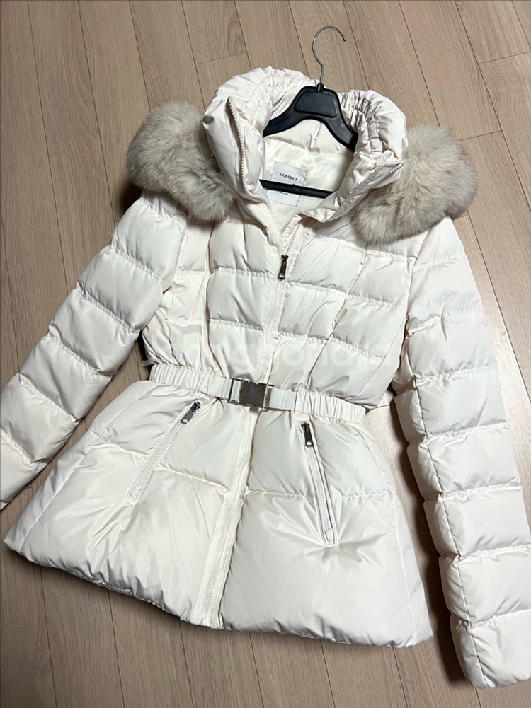 더블제이 폭스 벨트 몽 숏패딩 덕다운 오리털 점퍼 자켓 퍼 후드 아이보리--4