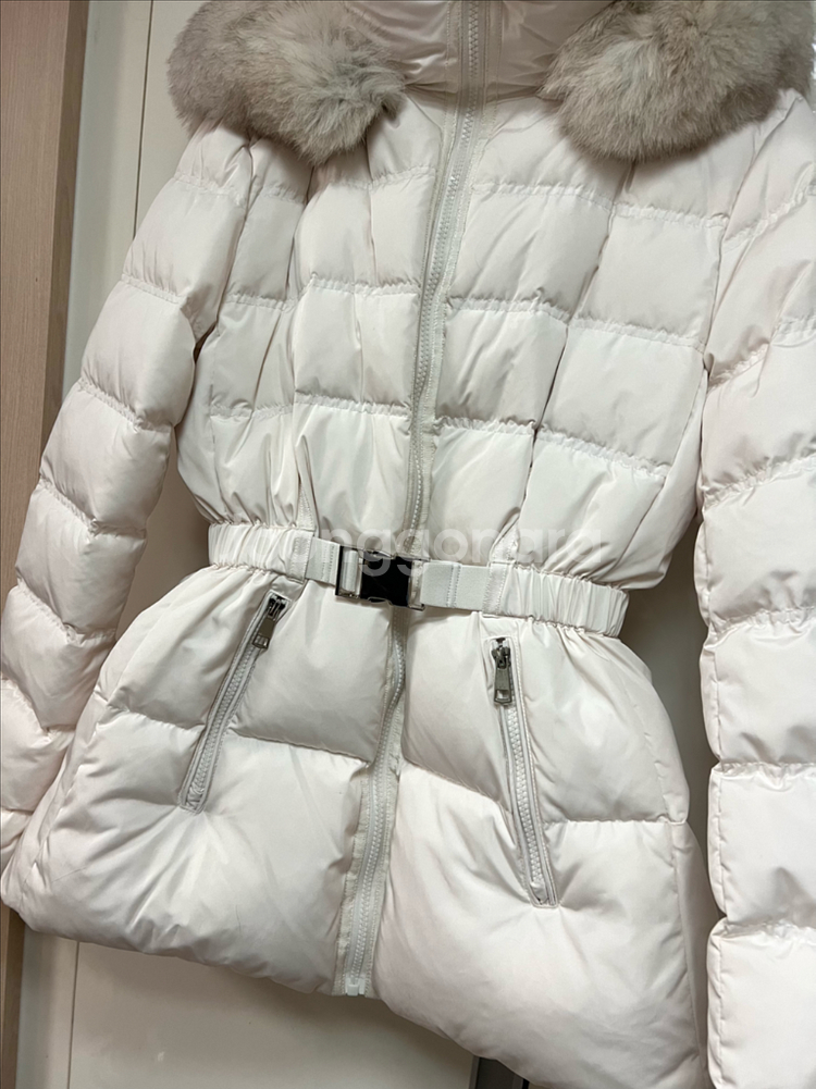 더블제이 폭스 벨트 몽 숏패딩 덕다운 오리털 점퍼 자켓 퍼 후드 아이보리--5