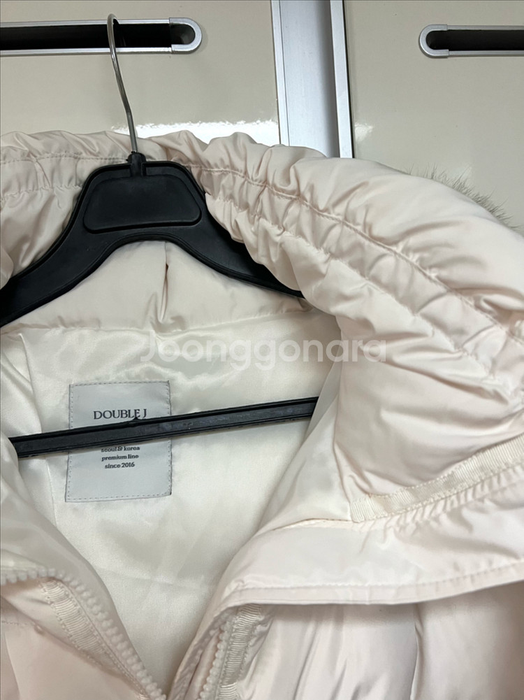 더블제이 폭스 벨트 몽 숏패딩 덕다운 오리털 점퍼 자켓 퍼 후드 아이보리--7