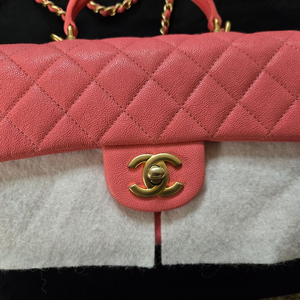 샤넬 뉴미니 캐비어 핑크 탑핸들 미니 플랩백