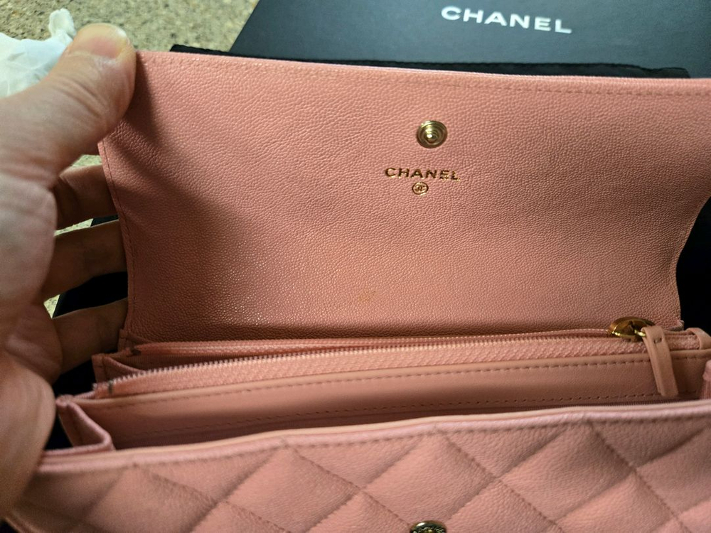 샤넬 보이 핑크 캐비어 장지갑--4