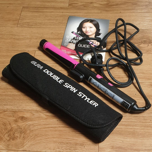 미사용 엘라 더블 스핀 스타일러 핑크 고데기