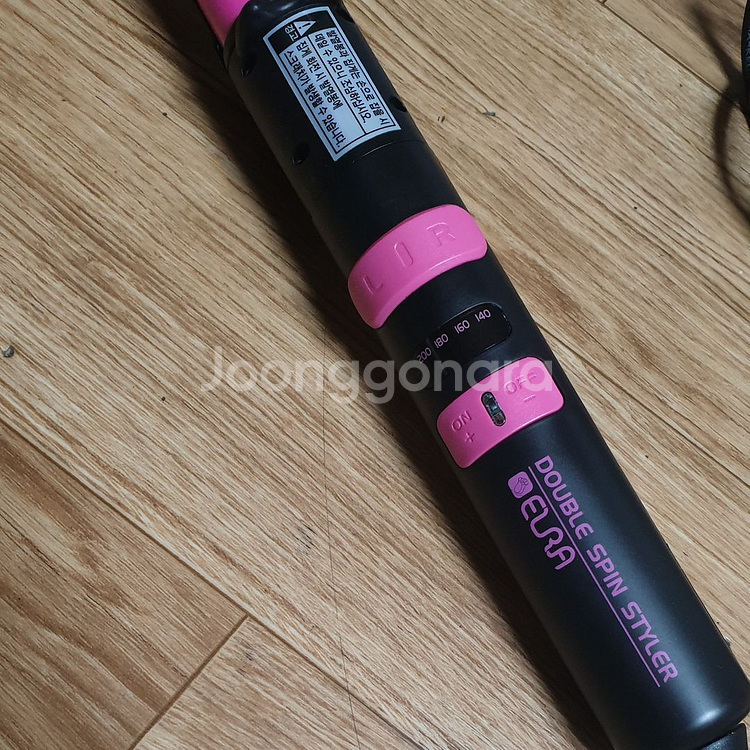 미사용 엘라 더블 스핀 스타일러 핑크 고데기--4