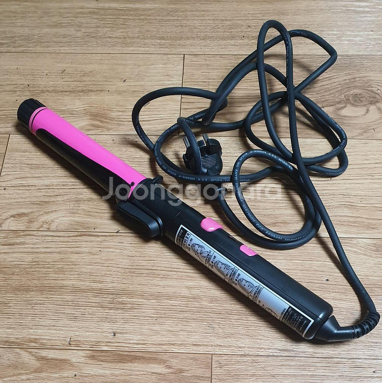 미사용 엘라 더블 스핀 스타일러 핑크 고데기--2