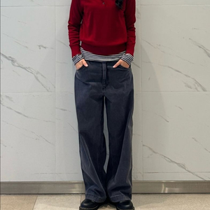 유니클로 U 와이드핏 컬러진 회색