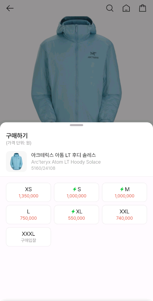 아크테릭스 아톰 LT 후디 솔레스 M--3