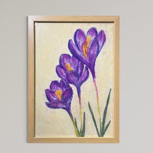 (크리스마스 선물 인기)오일파스텔로 그린 크로커스 원화