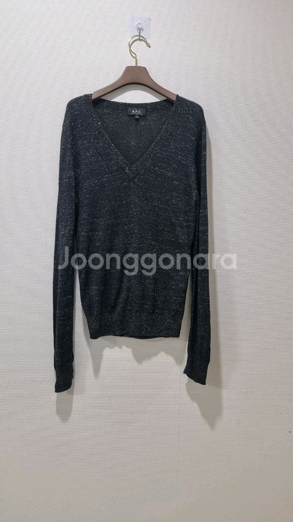 A.P.C. 아페쎄 블랙 글리터 V넥 루즈핏 니트 (M)--0