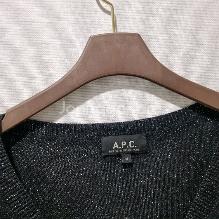 A.P.C. 아페쎄 블랙 글리터 V넥 루즈핏 니트 (M)--3