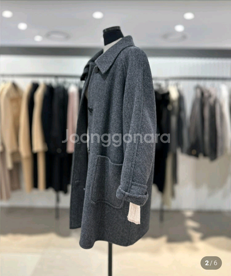 보브 울캐시미어 누빔 하프코트 55 (다크그레이)--5