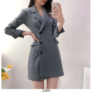 카라 언발 슬림 자켓 원피스 s 55