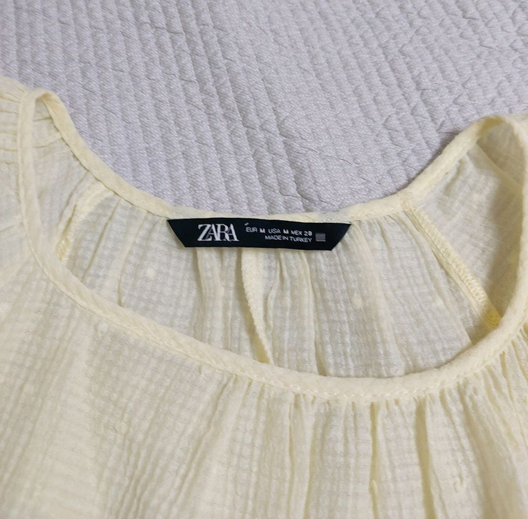 자라 봄여름 퍼프소매블라우스 옐로우블라우스--2