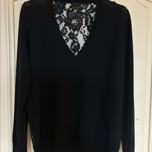 띠어리 레이스 시스루백 니트