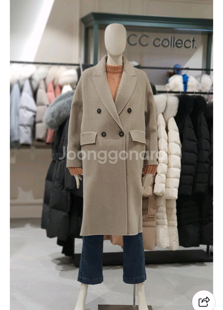 [청주] 씨씨콜렉트 캐시미어 핸드메이드 롱코트 55사이즈--2