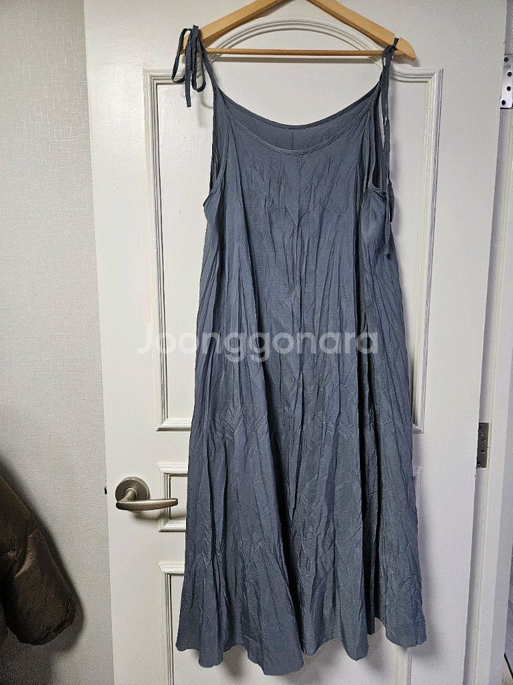 블루 끈나시 물결 롱원피스 치마 편의점 반값 택포 5천원--0