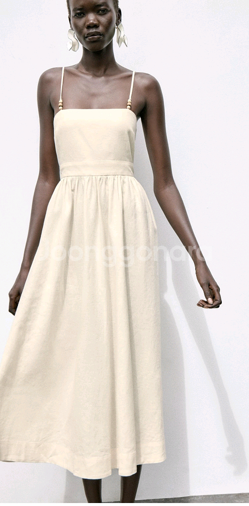 자라 린넨 롱 원피스 휴가 휴양지 여신 원피스--1