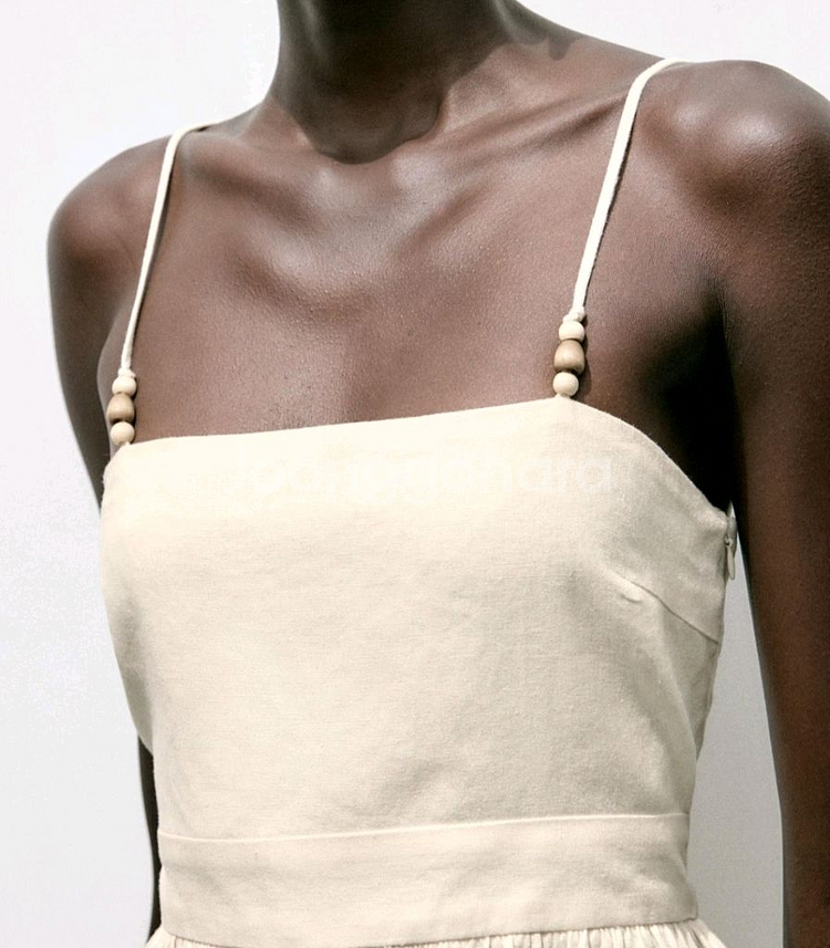 자라 린넨 롱 원피스 휴가 휴양지 여신 원피스--2