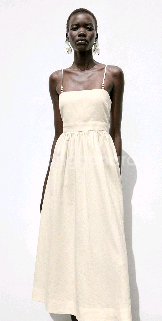 자라 린넨 롱 원피스 휴가 휴양지 여신 원피스--3