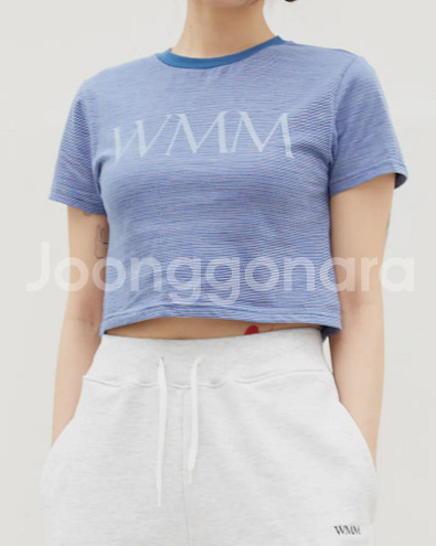 더블유엠엠스튜디오 크롭티블루 XS--1