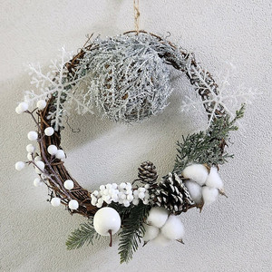 새상품)크리스마스 화이트조화 리스