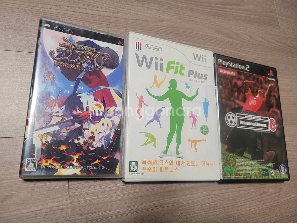 psp 마계전기 wii 위핏플러스 ps2위닝8 각각 같이 팔아요.--0