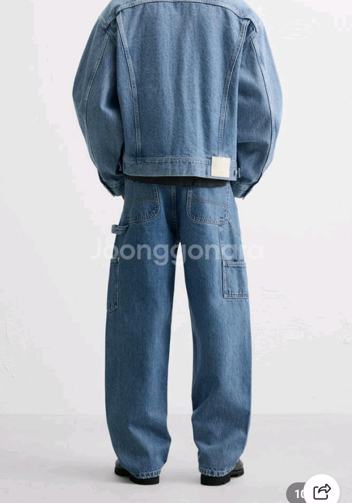 34) 자라 중청 더블니 카펜터 데님 워크 팬츠 청바지 6855 402--5