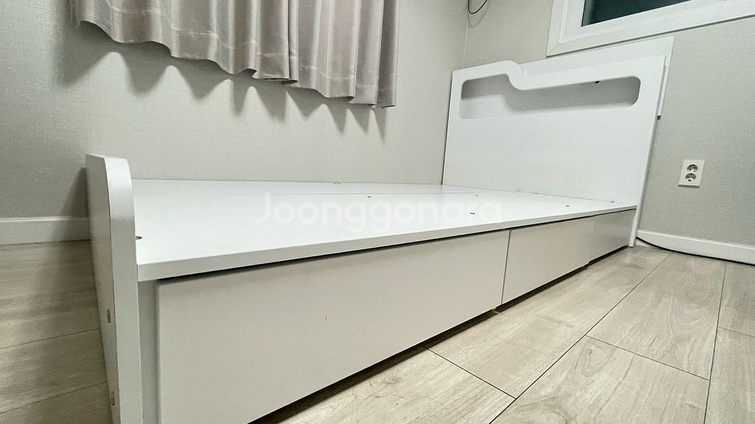 화이트 서랍형 슈퍼싱글 침대 프레임--3