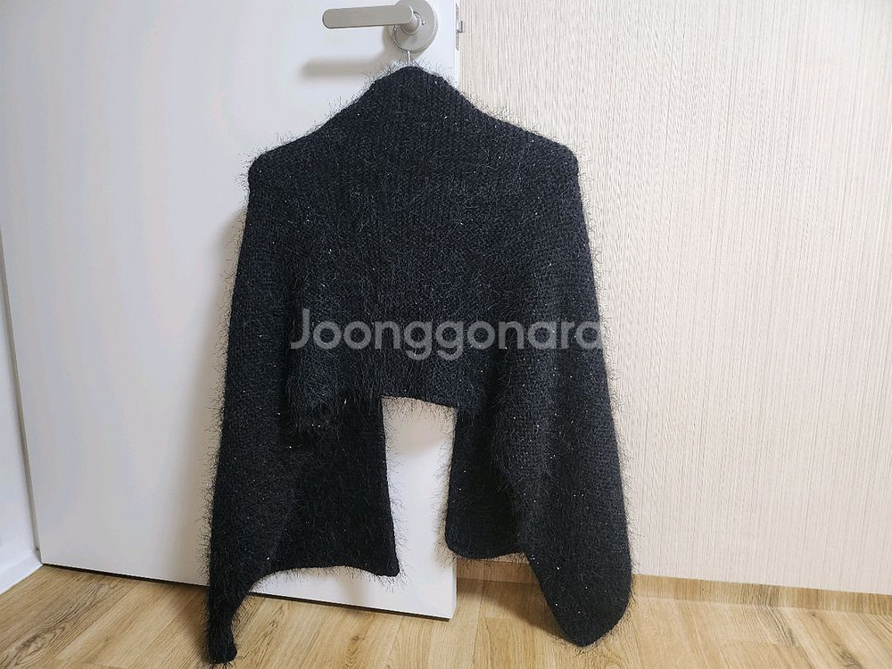 핸드메이드 검정색 니트 숄--1