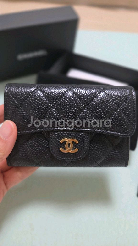 샤넬 클래식 똑딱이 카드지갑 정품--0