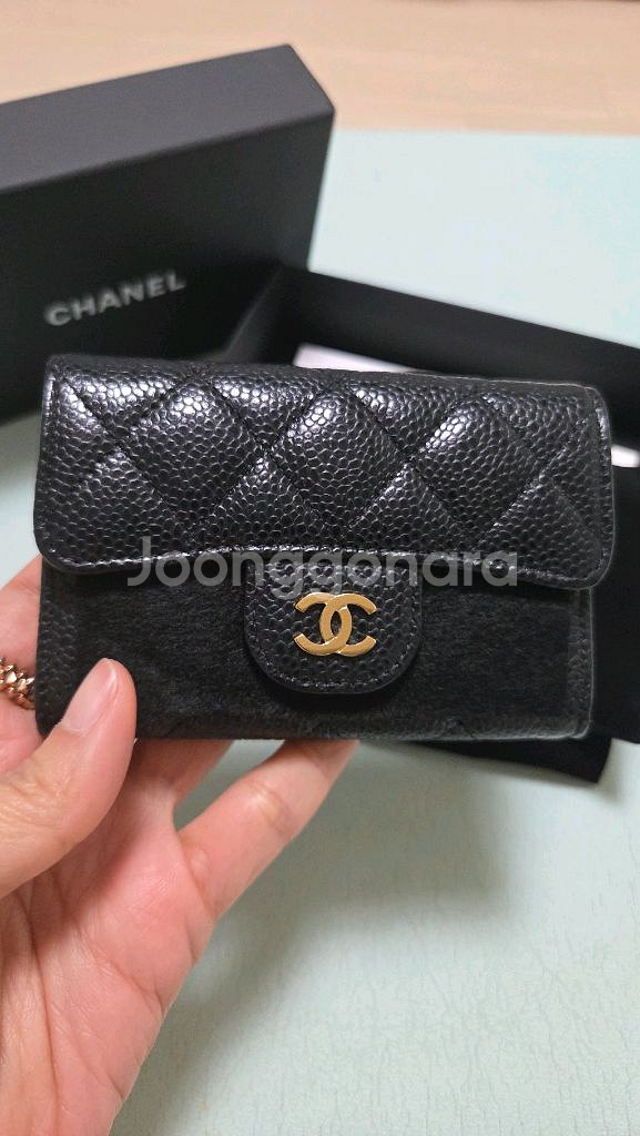 샤넬 클래식 똑딱이 카드지갑 정품--3