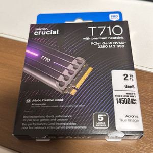 gen5 마이크론크루셜 T710 2TB m2 ssd 프리미엄 방열판 포함 미개봉