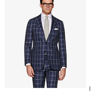 수트 서플라이 네이비 체크 자켓