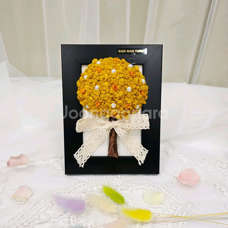 프리저브드 노란 안개꽃 액자--1