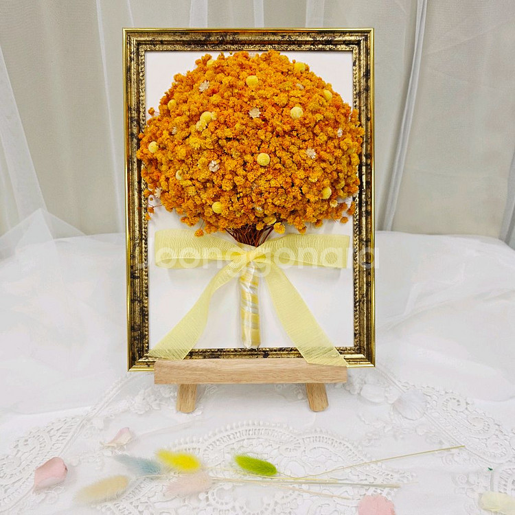 노란 안개꽃 프리저브드 플라워 액자--1