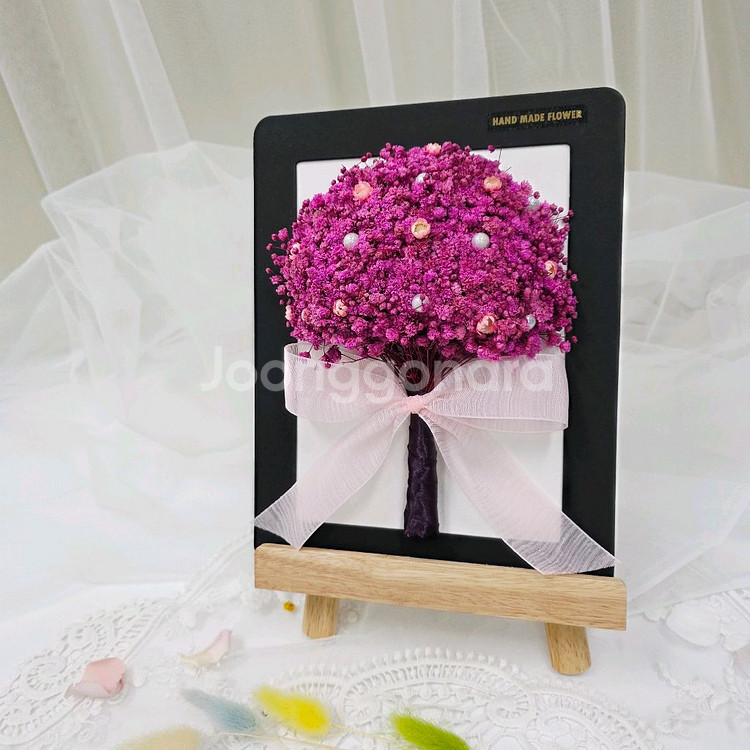 분홍 안개꽃 프리저브드 플라워 액자--1