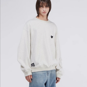 [새상품] M) 지제로 송지오 슬리브 포켓 팬서 맨투맨 멜란지 크림