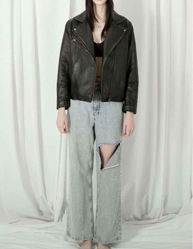 베르데오시도 라이더 가죽 자켓 구스다운 추가 M--2