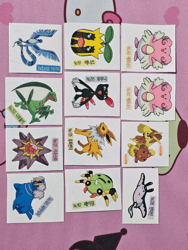 고전 포켓몬스터 띠부씰 스티커 48종 일괄 이미지