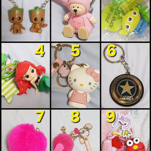 키링 키홀더 모음 LED 사운드 핸드폰줄 토이스토리 포켓볼 도라에몽 인어공주 키티 올라프 나루토 구데타마 케로로 이미지