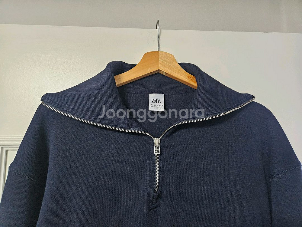 자라 zara 네이비 집업 기모 맨투맨 긴팔티셔츠 편의점 반값 택포 만원--1