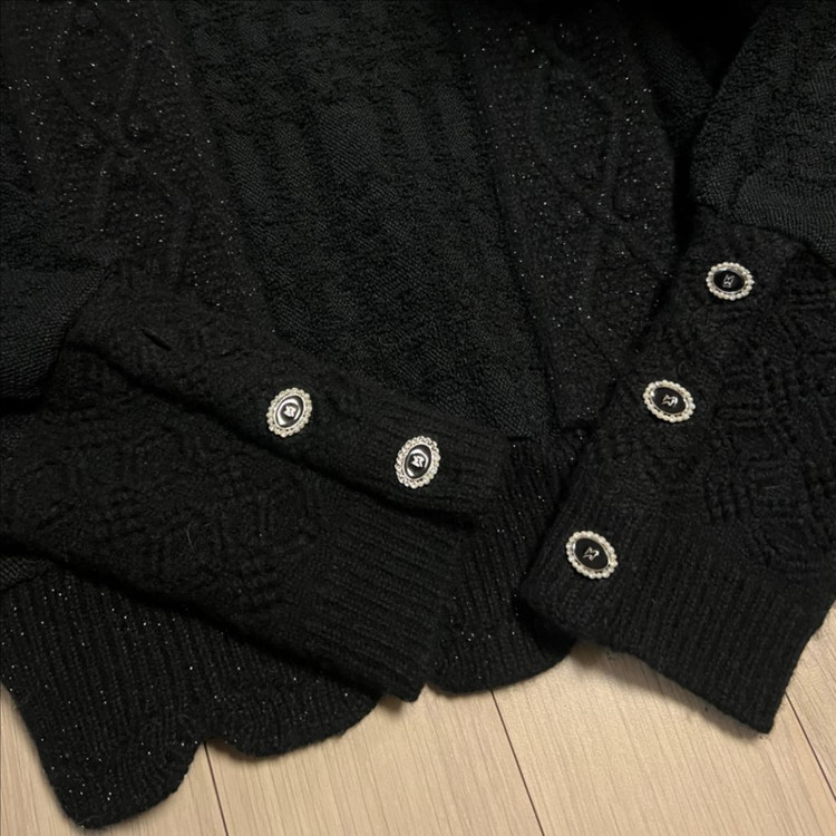 21년 미샤 MICHAA 송혜교 니트 퍼프 글리터 자가드 자카드 체크 진주 펀칭 아일렛--7