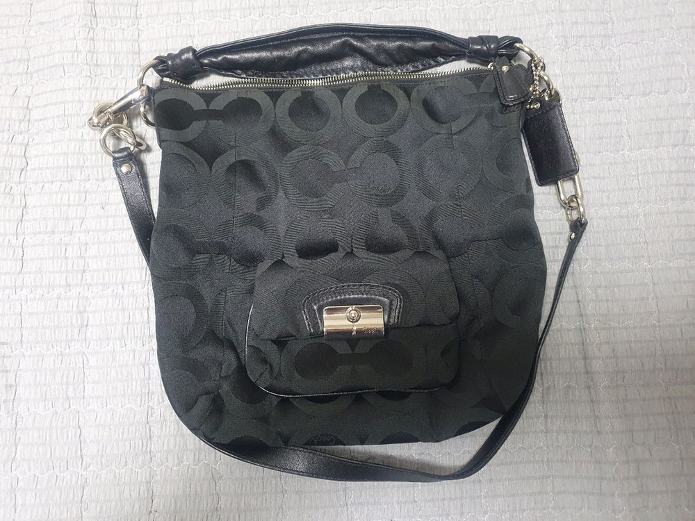 코치 블랙 시그니처 숄더백--6