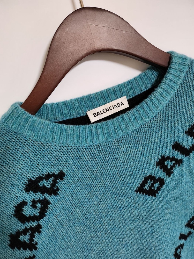 [34] 발렌시아가 블루 멀티로고 여성 울 니트 529208 T1473 이미지