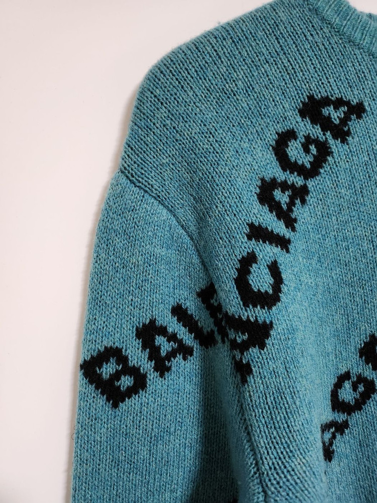 [34] 발렌시아가 블루 멀티로고 여성 울 니트 529208 T1473 이미지