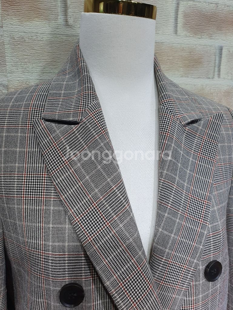 지고트 정품 새것수준 체크 더블 가을 롱코트 ~55--6