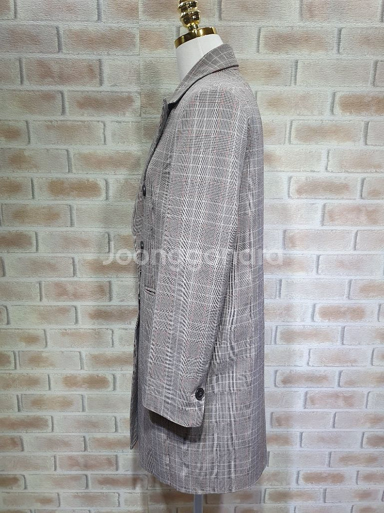 지고트 정품 새것수준 체크 더블 가을 롱코트 ~55--8