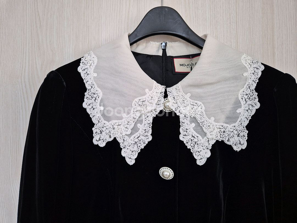 모조에스핀 벨벳 레이스카라 원피스--1